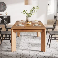 Tribesigns Dining Tables*63-inch Dining Table, Wooden Farmhouse Kitchen Table for 4-6