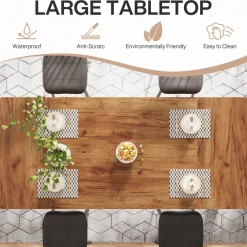 Tribesigns Dining Tables*63-inch Dining Table, Wooden Farmhouse Kitchen Table for 4-6