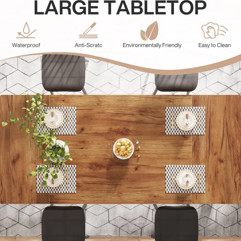 Tribesigns Dining Tables*63-inch Dining Table, Wooden Farmhouse Kitchen Table for 4-6