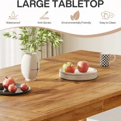 Tribesigns Dining Tables*63-inch Dining Table, Wooden Farmhouse Kitchen Table for 4-6