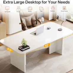 Tribesigns Desks*63-Inch Executive Desk, Modern Computer Desk with Arch Design Legs