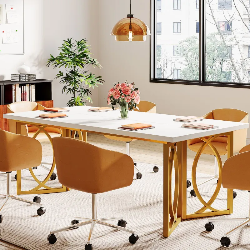 Tribesigns Desks*70.9-inch Executive Table, Wood Computer Desk with Metal Frame For Home Office