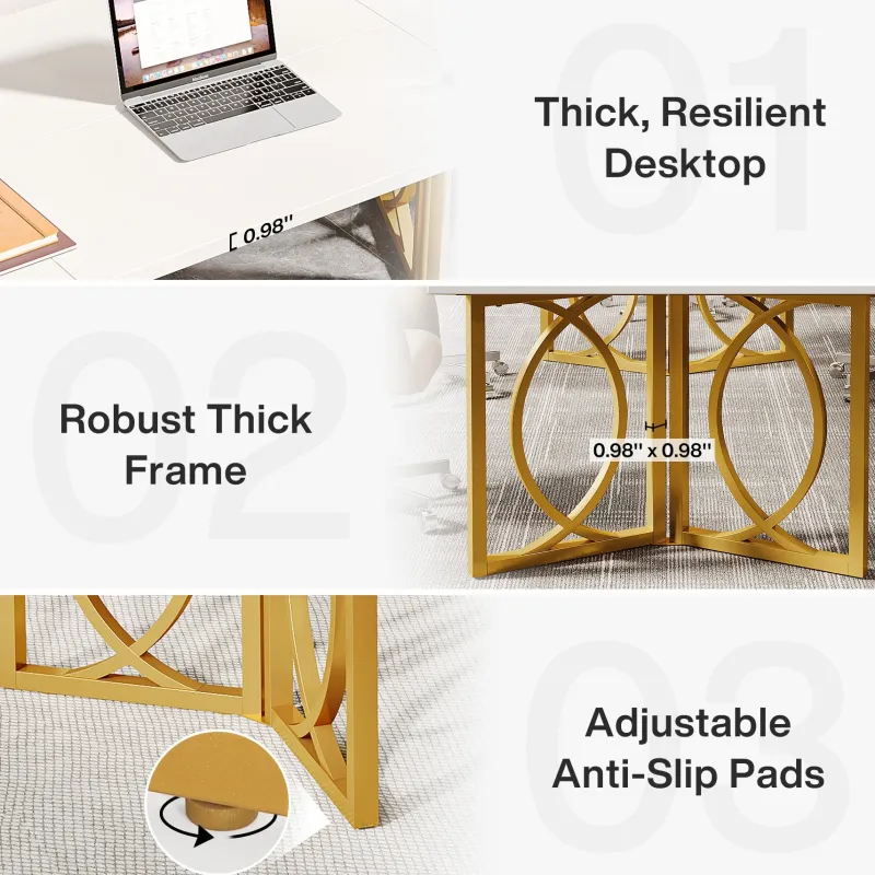 Tribesigns Desks*70.9-inch Executive Table, Wood Computer Desk with Metal Frame For Home Office