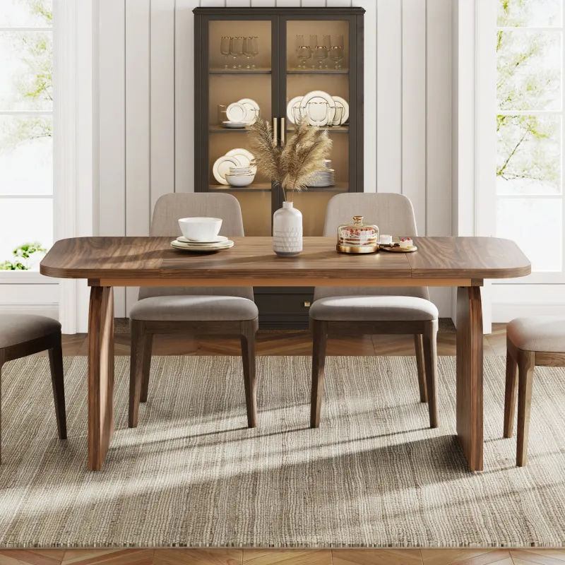 Tribesigns Dining Tables*63-Inch Rectangular Dining Table Thick Laminated Tabletop for 4-6 Person