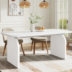 Tribesigns Dining Tables*63-Inch Rectangular Dining Table Thick Laminated Tabletop for 4-6 Person