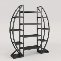 Tribesigns Bookcases & Bookshelves|Bookcases & Bookshelves*Industrial Bookshelf, Oval Triple Wide Etagere Bookcases Display Shelves