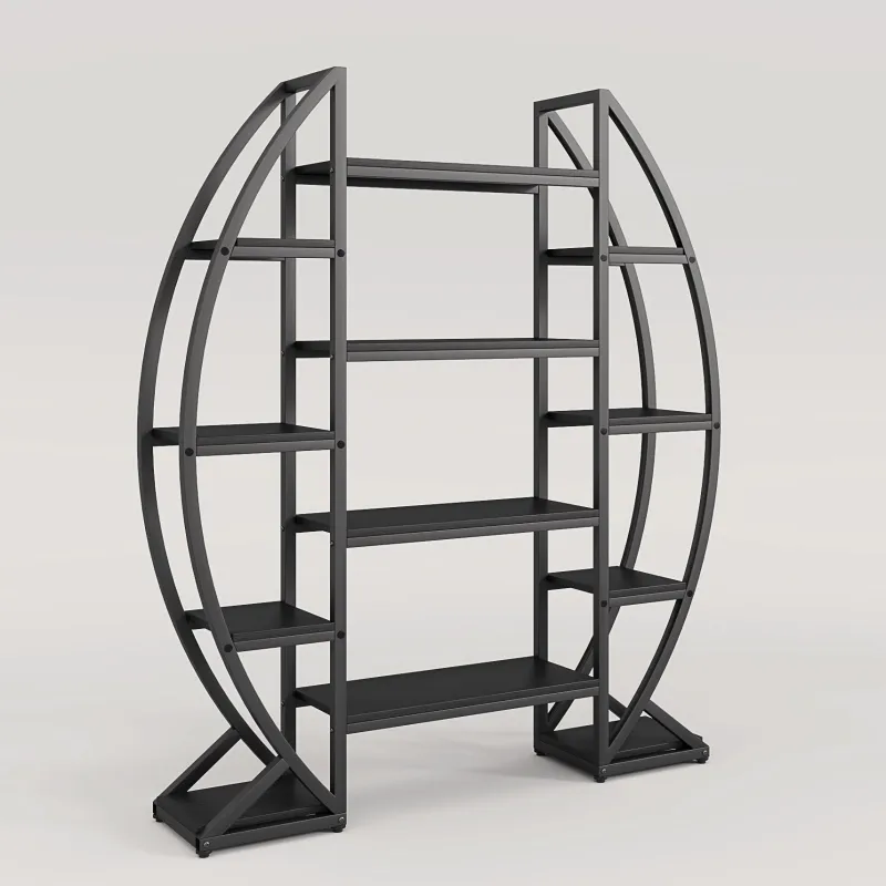 Tribesigns Bookcases & Bookshelves|Bookcases & Bookshelves*Industrial Bookshelf, Oval Triple Wide Etagere Bookcases Display Shelves