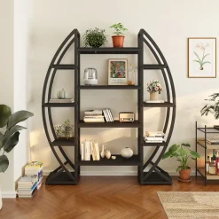 Tribesigns Bookcases & Bookshelves|Bookcases & Bookshelves*Industrial Bookshelf, Oval Triple Wide Etagere Bookcases Display Shelves