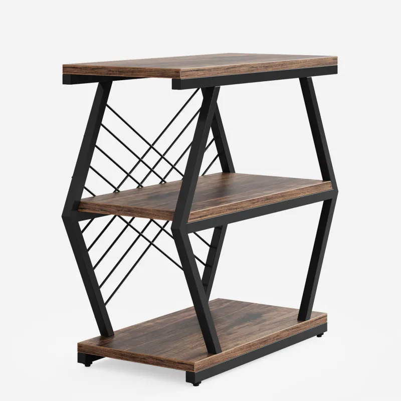 Tribesigns End & Side Tables*Industrial End Table Side Table with 3 Storage Shelves & Metal Frame