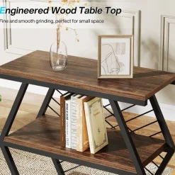 Tribesigns End & Side Tables*Industrial End Table Side Table with 3 Storage Shelves & Metal Frame
