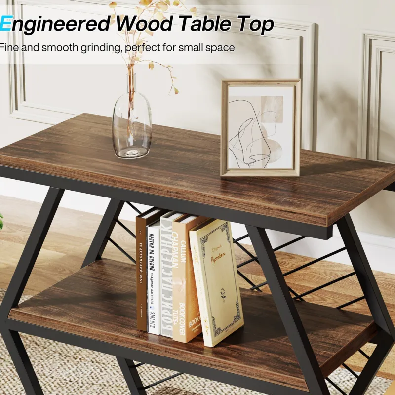 Tribesigns End & Side Tables*Industrial End Table Side Table with 3 Storage Shelves & Metal Frame