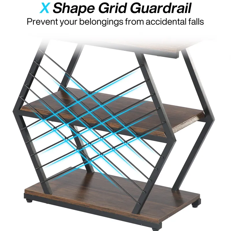 Tribesigns End & Side Tables*Industrial End Table Side Table with 3 Storage Shelves & Metal Frame
