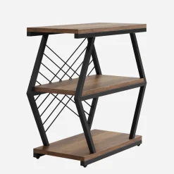 Tribesigns End & Side Tables*Industrial End Table Side Table with 3 Storage Shelves & Metal Frame
