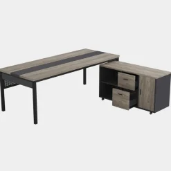 Tribesigns Desks*Industrial L - Shaped Desk, 71" Executive Desk with 47" Mobile File Cabinet