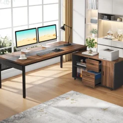 Tribesigns Desks*Industrial L - Shaped Desk, 71