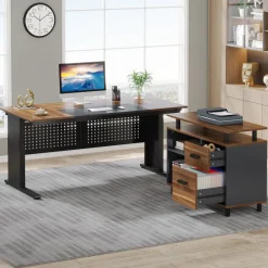 Tribesigns Desks*Industrial L - Shaped Desk, 63