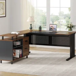 Tribesigns Desks*Industrial L - Shaped Desk, 63