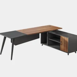 Tribesigns Desks*Industrial L-Shaped Desk, 78.74 Inch Executive Office Desk with File Cabinet