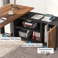 Tribesigns Desks*Industrial L-Shaped Desk, 78.74 Inch Executive Office Desk with File Cabinet