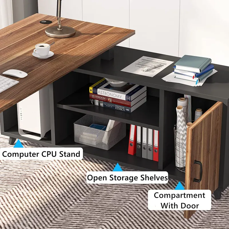 Tribesigns Desks*Industrial L-Shaped Desk, 78.74 Inch Executive Office Desk with File Cabinet