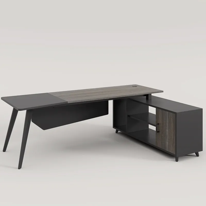 Tribesigns Desks*Industrial L-Shaped Desk, 78.74 Inch Executive Office Desk with File Cabinet
