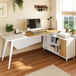 Tribesigns Desks*Industrial L-Shaped Desk, 78.74 Inch Executive Office Desk with File Cabinet