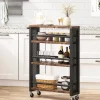 Tribesigns Kitchen Carts|Kitchen Carts*Kitchen Cart, 4 Tier Slim Storage Rolling Cart Spice Rack