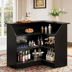 Tribesigns Bar Units*L - Shaped Bar Table, 4 - Tier Bar Cabinet Reception Desk