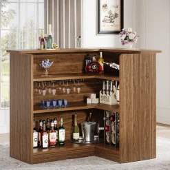 Tribesigns Bar Units*L - shaped Bar Table, 4 - tier Bar Cabinet Liquor Bar Units