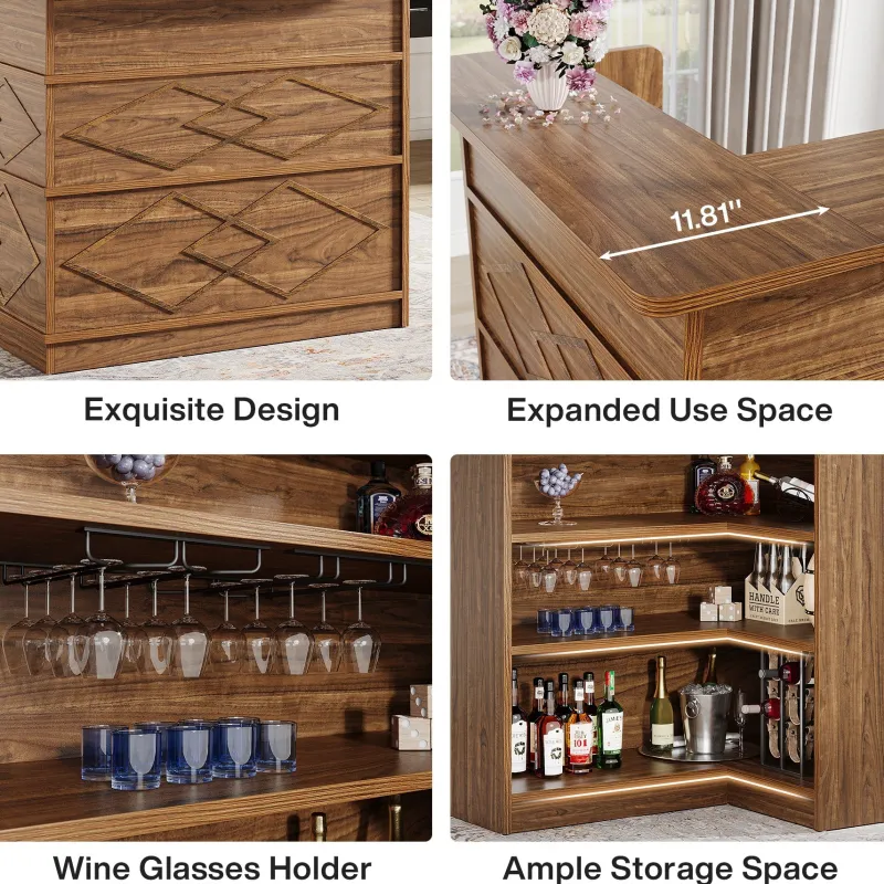 Tribesigns Bar Units*L - shaped Bar Table, 4 - tier Bar Cabinet Liquor Bar Units