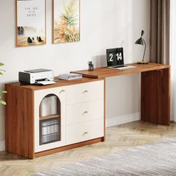 Tribesigns Desks*L - Shaped Computer Desk, Corner Office Desk with Reversible Storage Cabinet