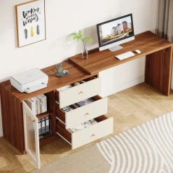 Tribesigns Desks*L - Shaped Computer Desk, Corner Office Desk with Reversible Storage Cabinet