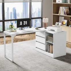Tribesigns Desks*L - Shaped Computer Desk, Reversible Corner Desk With Drawer Cabinet