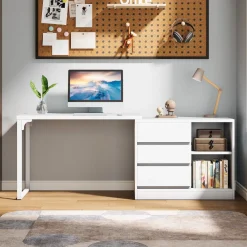 Tribesigns Desks*L - Shaped Computer Desk, Reversible Corner Desk With Drawer Cabinet