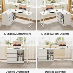 Tribesigns Desks*L - Shaped Computer Desk, Reversible Corner Desk With Drawer Cabinet