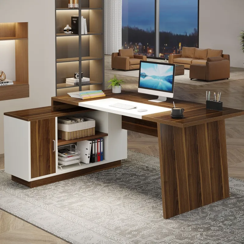 Tribesigns Desks*L - Shaped Executive Desk, 70.5" Computer Desk with Cabinet
