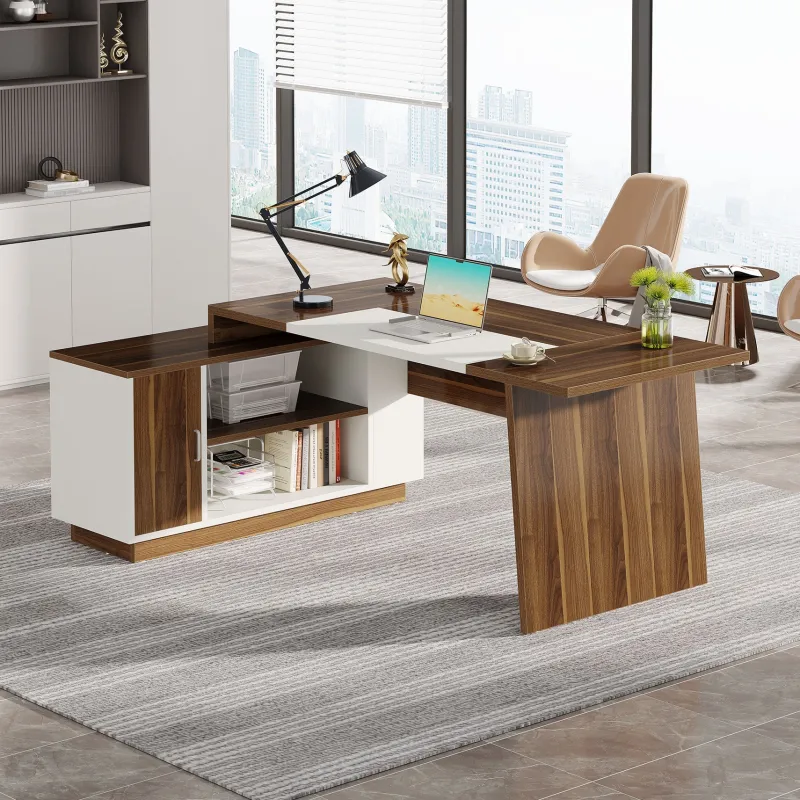 Tribesigns Desks*L - Shaped Executive Desk, 70.5" Computer Desk with Cabinet