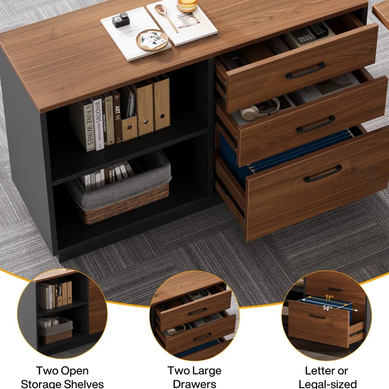 Tribesigns Desks*L - Shaped Executive Desk, 63" Computer Desk Workstation with File Cabinet