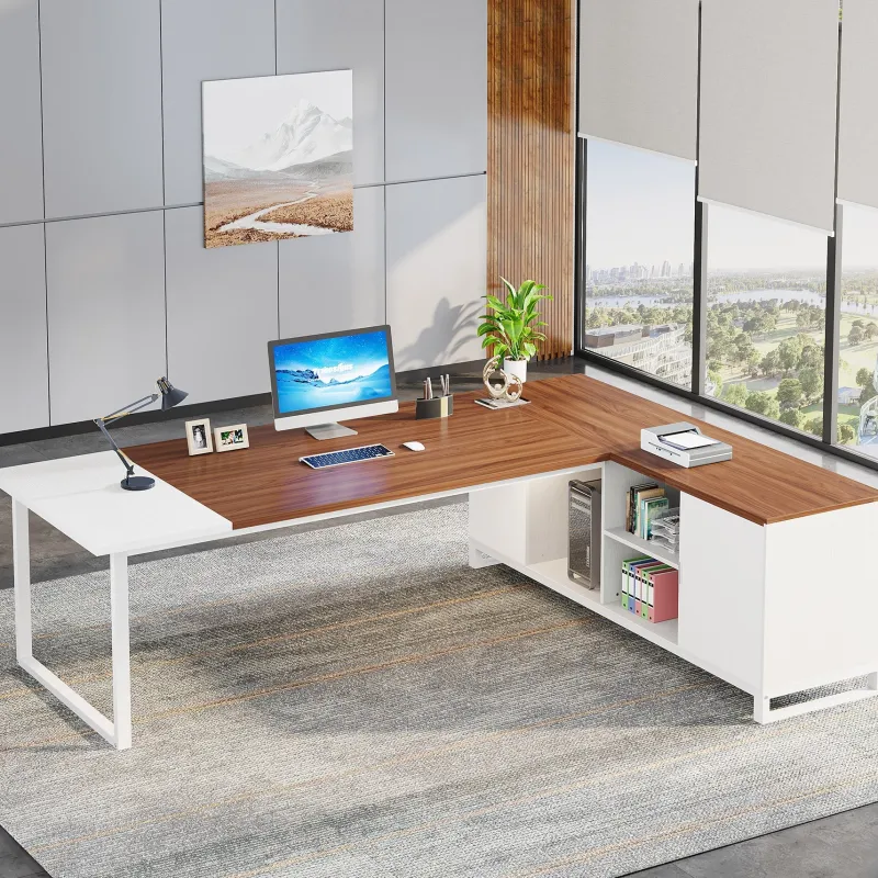 Tribesigns Desks*Large L - Shaped Desk, 70.87" Executive Desk with 55" File Cabinet