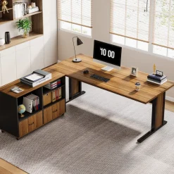 Tribesigns Desks*Large L - Shaped Desk, 63" Executive Computer Desk with Mobile File Cabinet