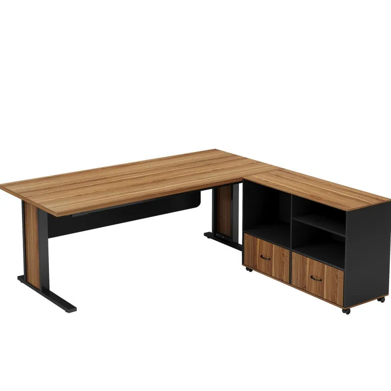 Tribesigns Desks*Large L - Shaped Desk, 63" Executive Computer Desk with Mobile File Cabinet