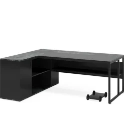 Tribesigns Desks*Large L - Shaped Desk, 71 inch Executive Desk with Shelves & Cabinet