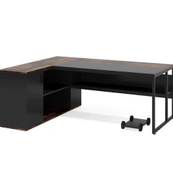 Tribesigns Desks*Large L - Shaped Desk, 71 inch Executive Desk with Shelves & Cabinet