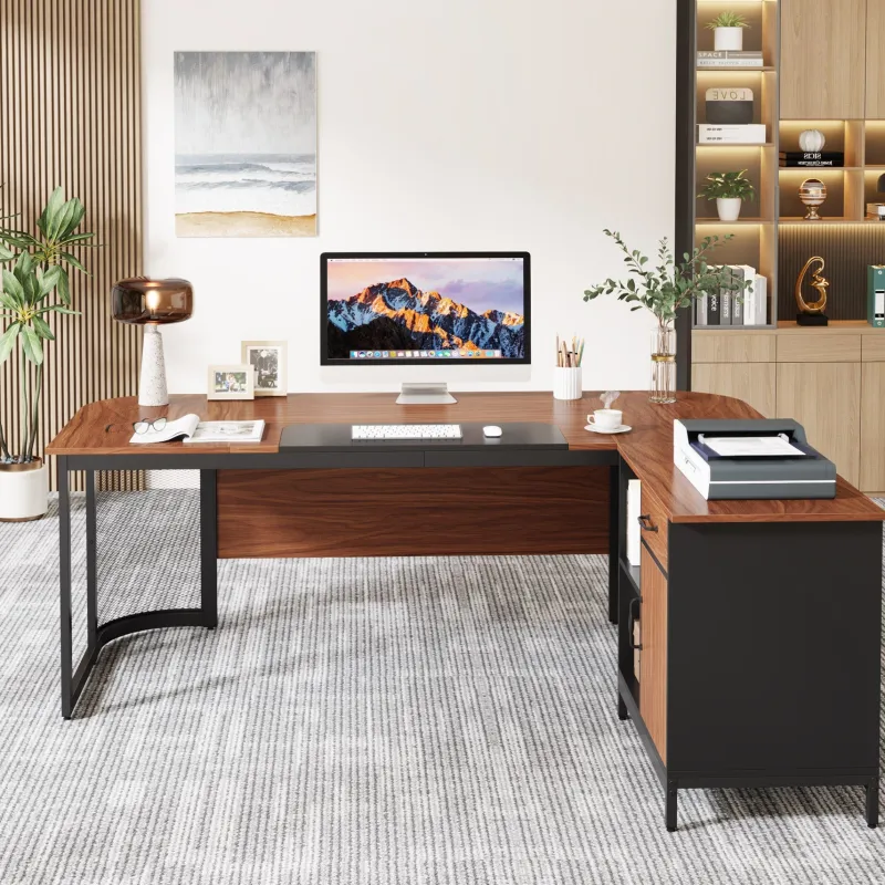 Tribesigns Desks*Large L-Shaped Desk, 63" Executive Desk with 31" Drawer Cabinet