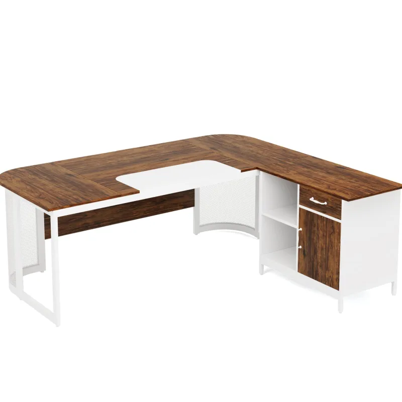 Tribesigns Desks*Large L-Shaped Desk, 63" Executive Desk with 31" Drawer Cabinet