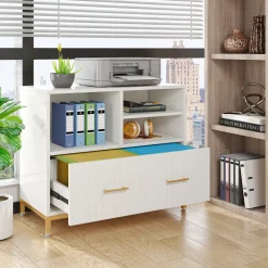 Tribesigns Printer Stands|Printer Stands*Lateral File Cabinet Printer Stand with Drawer & Open Storage Spaces