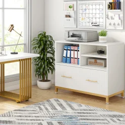 Tribesigns Printer Stands|Printer Stands*Lateral File Cabinet Printer Stand with Drawer & Open Storage Spaces