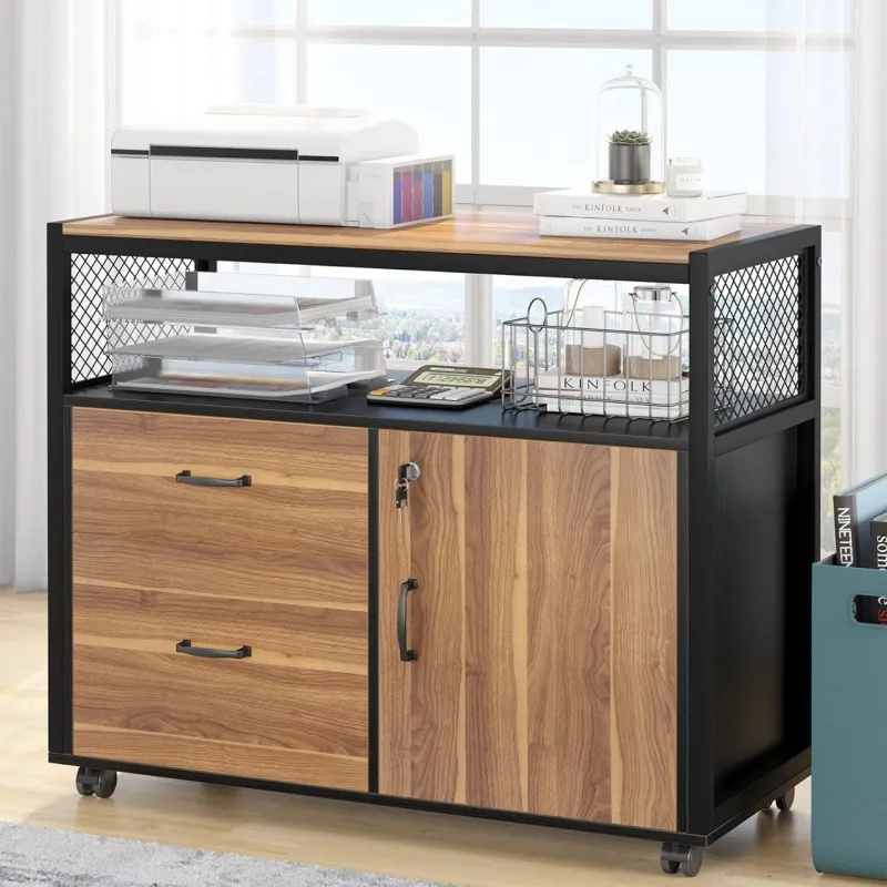 Tribesigns Printer Stands|Printer Stands*Lockable File Cabinet Printer Stand with Drawers & Caster