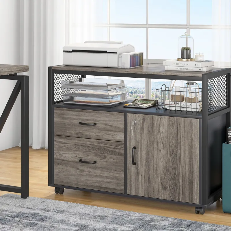 Tribesigns Printer Stands|Printer Stands*Lockable File Cabinet Printer Stand with Drawers & Caster