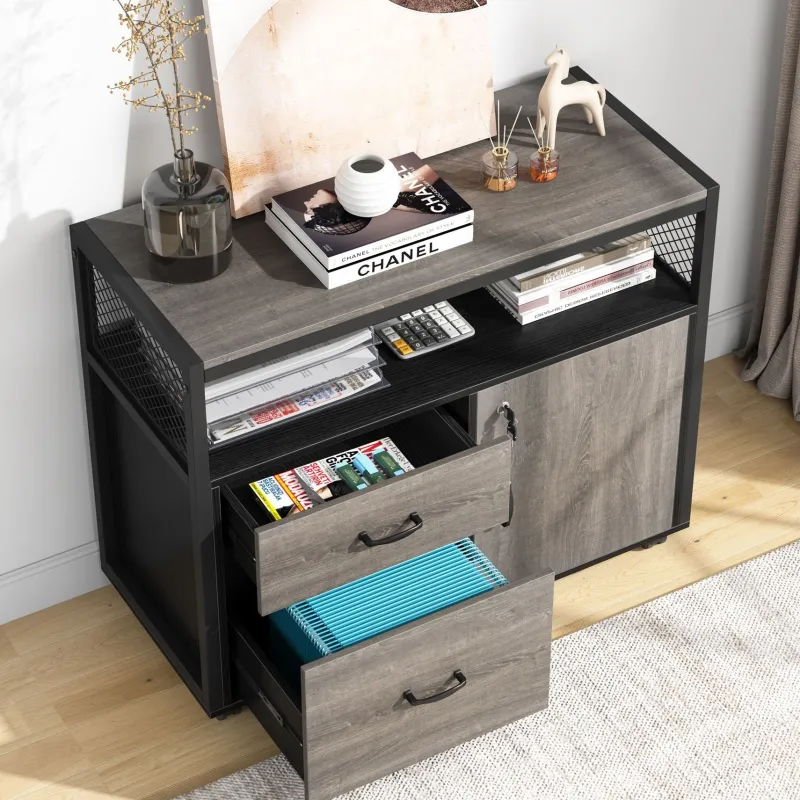 Tribesigns Printer Stands|Printer Stands*Lockable File Cabinet Printer Stand with Drawers & Caster